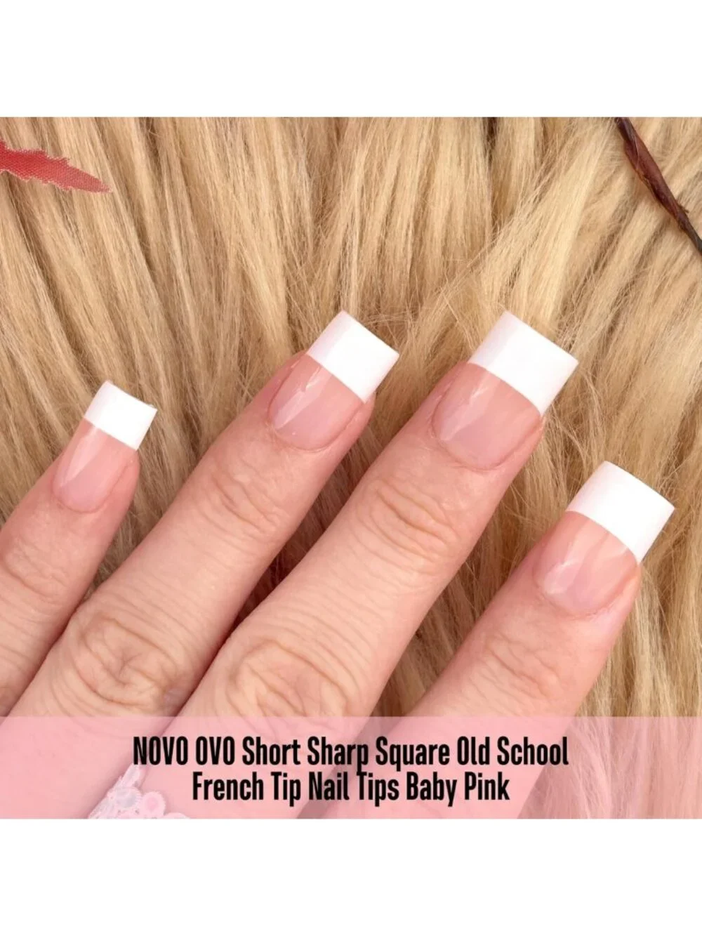 Baby Pink Retro French Tip Press-On Nails - 240 Pcs, DIY Soft Gel Full Cover